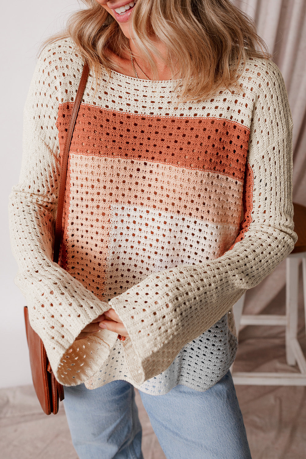 Apricot Baggy Sweater Top
