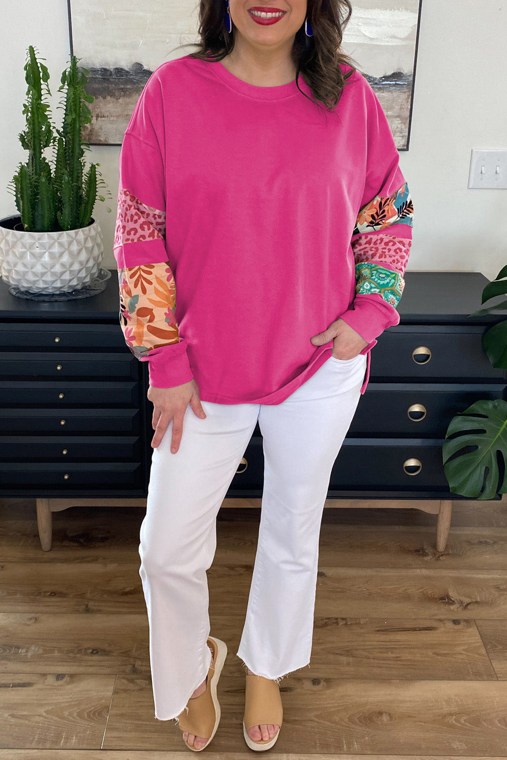 Rose Red Patchwork Sweatshirt