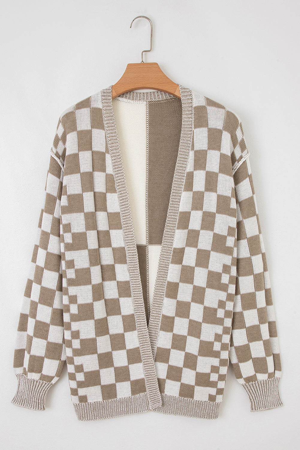 Brown Checkered Cardigan