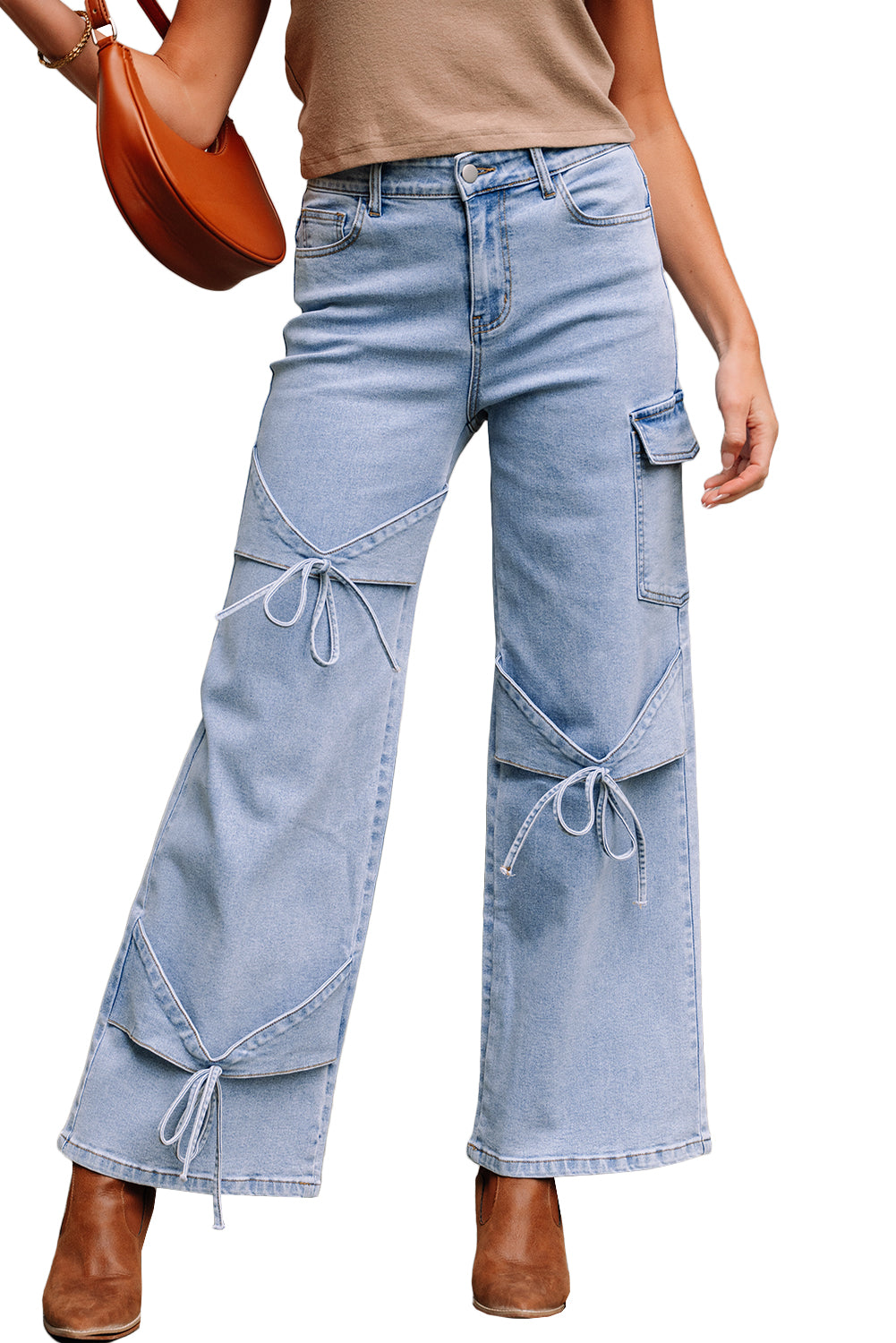 Blue Bowknot Cargo Jeans