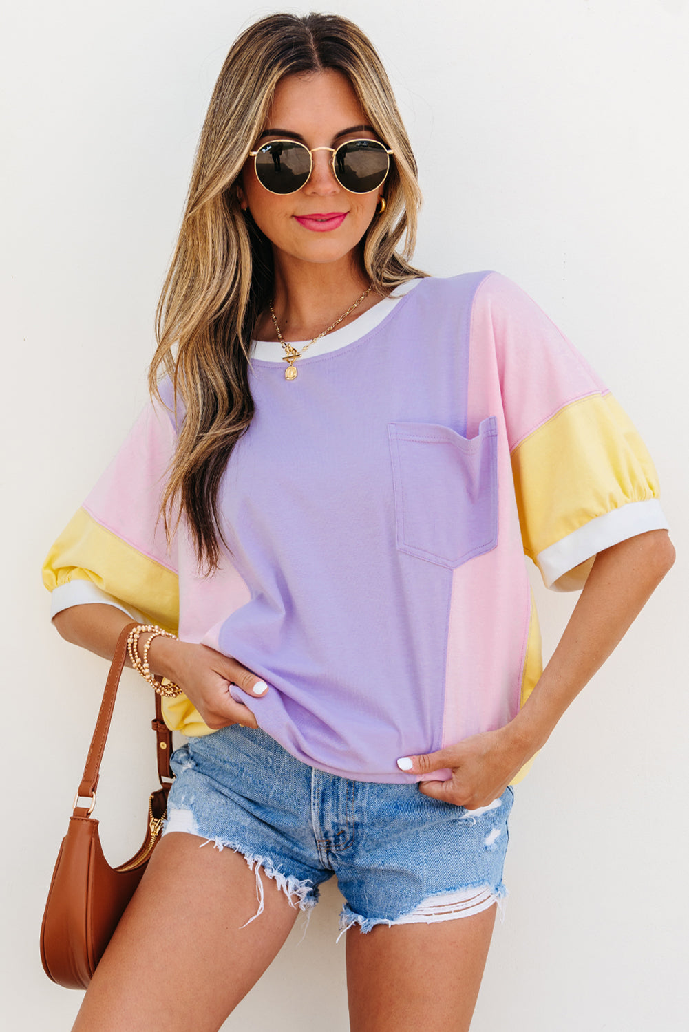 Purple Patchwork T Shirt