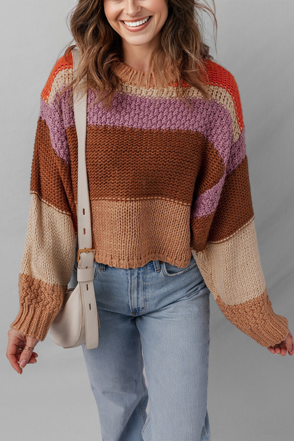 Multicolour Cropped Knitted Sweater