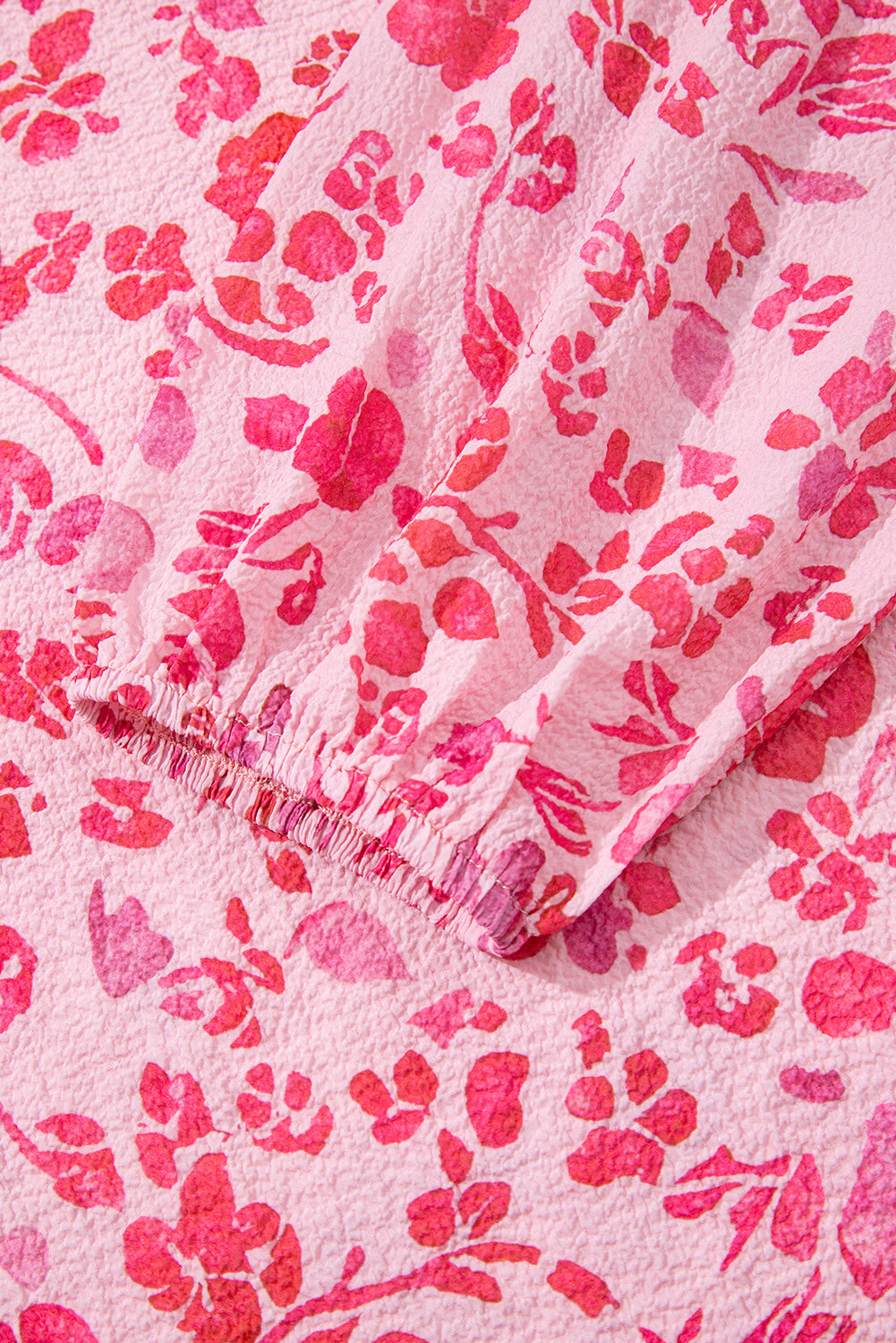 Pink Floral Puff Sleeve Blouse