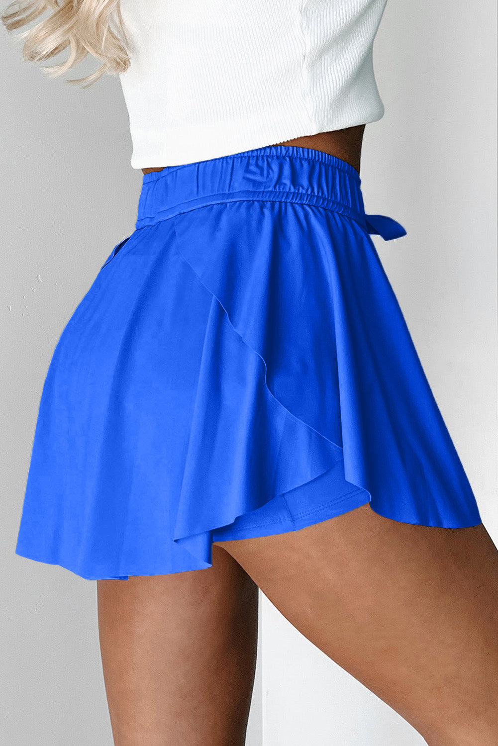 Sky Blue High Waist Lined Tennis Skorts