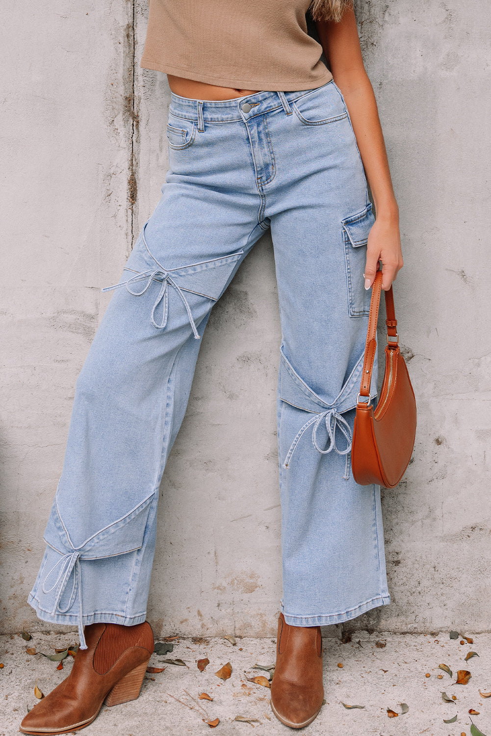 Blue Bowknot Cargo Jeans