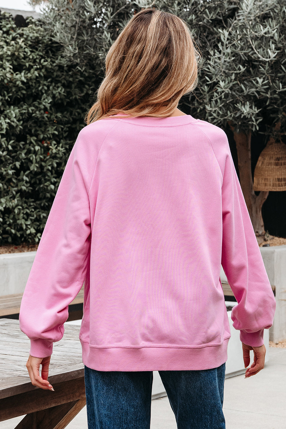 Bright Pink Lace Sweatshirt