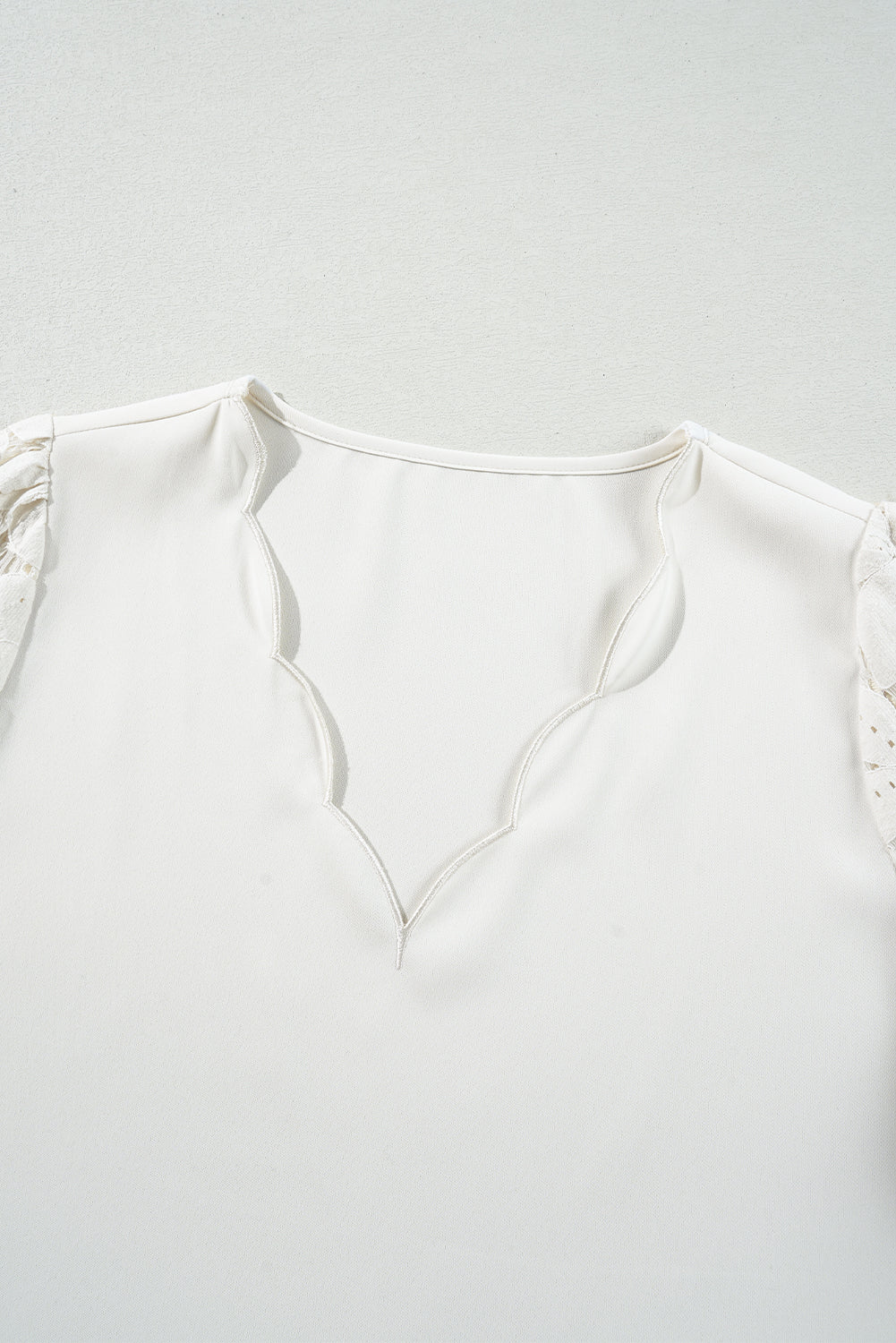 White Scalloped Lace Blouse