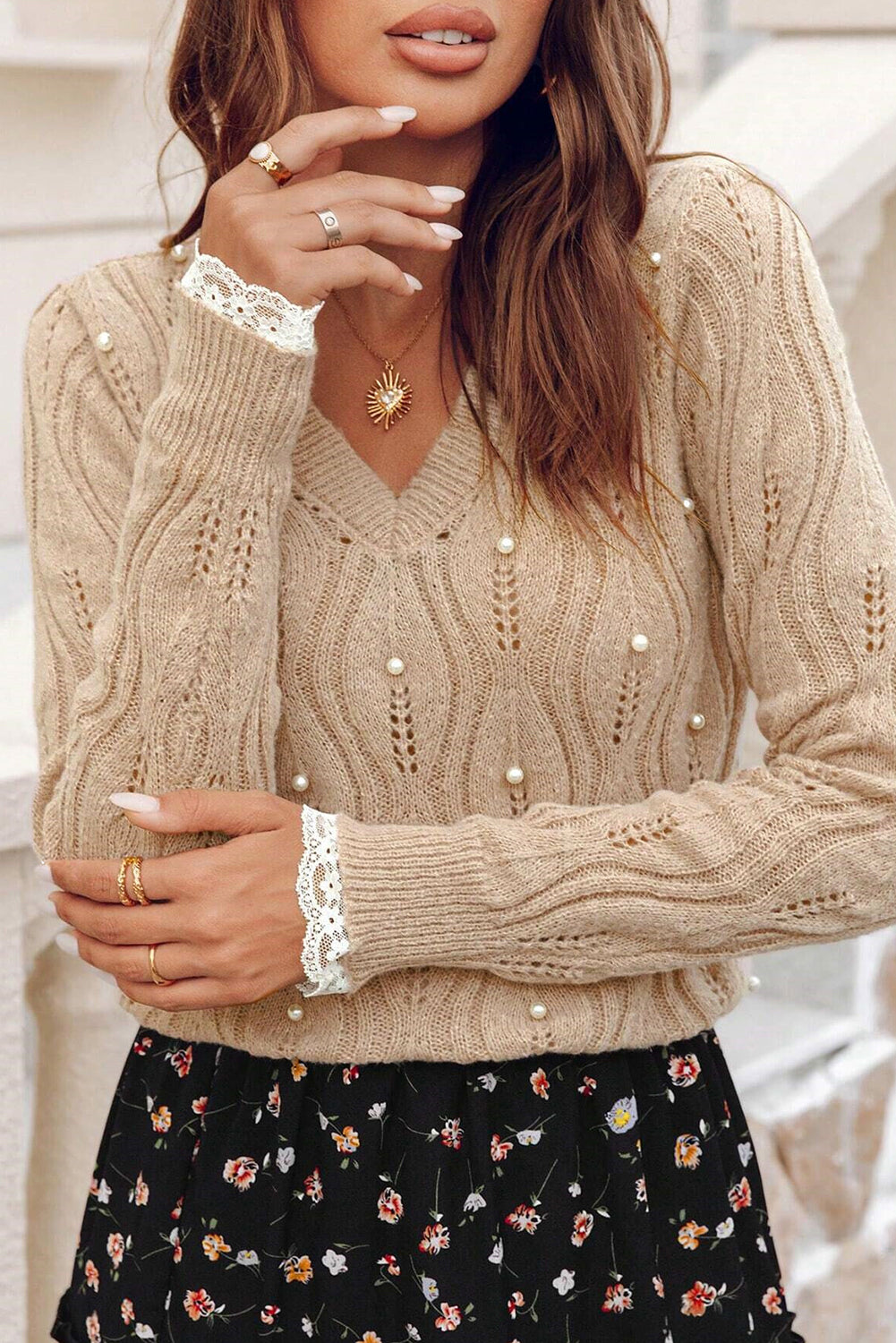 Smoke Gray Pearl Sweater