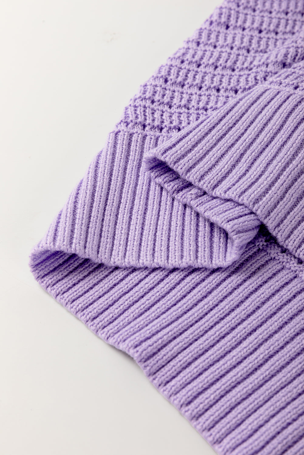 Lavender Ribbed Short Sleeve Sweater