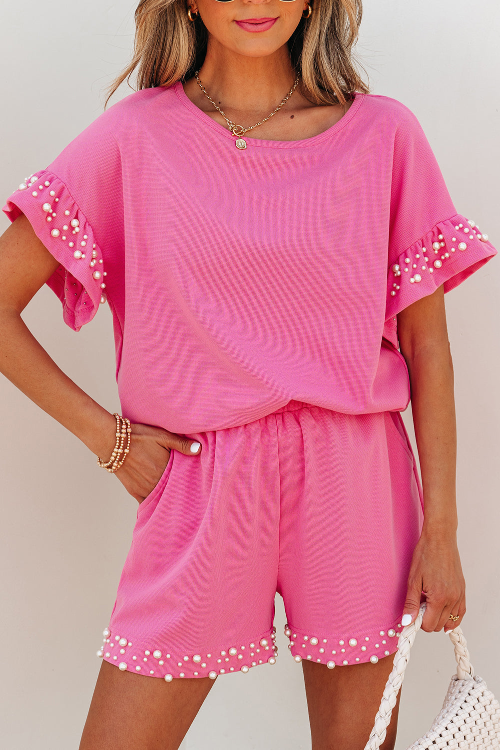 Bright Pink Pearled Set