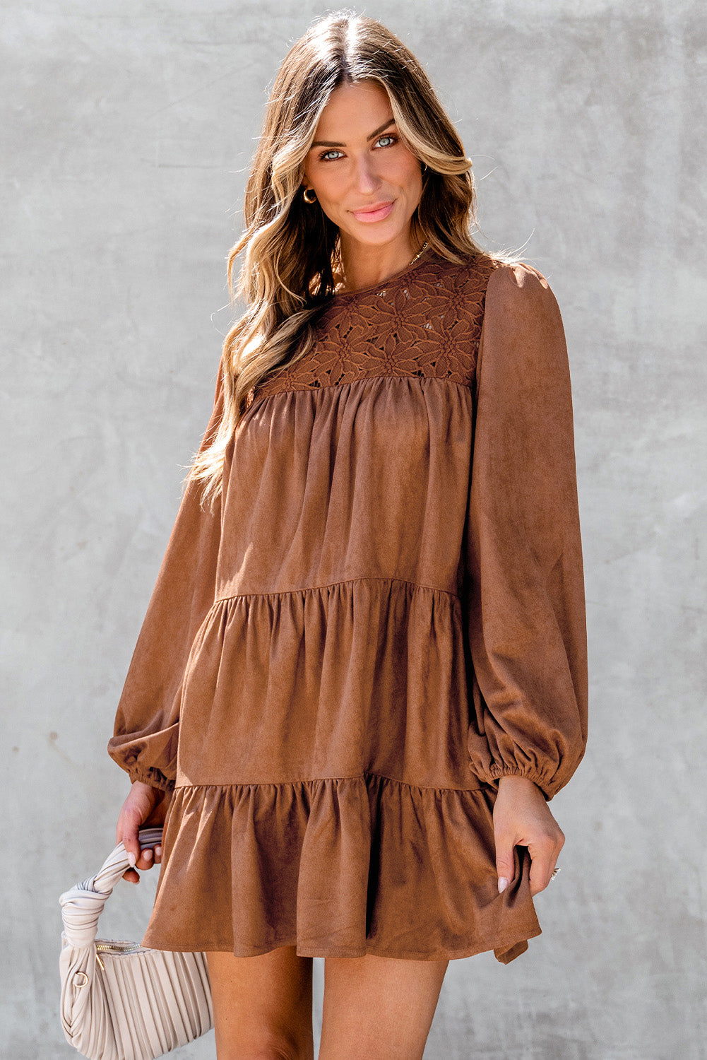 Chestnut Floral Lace Mini Dress