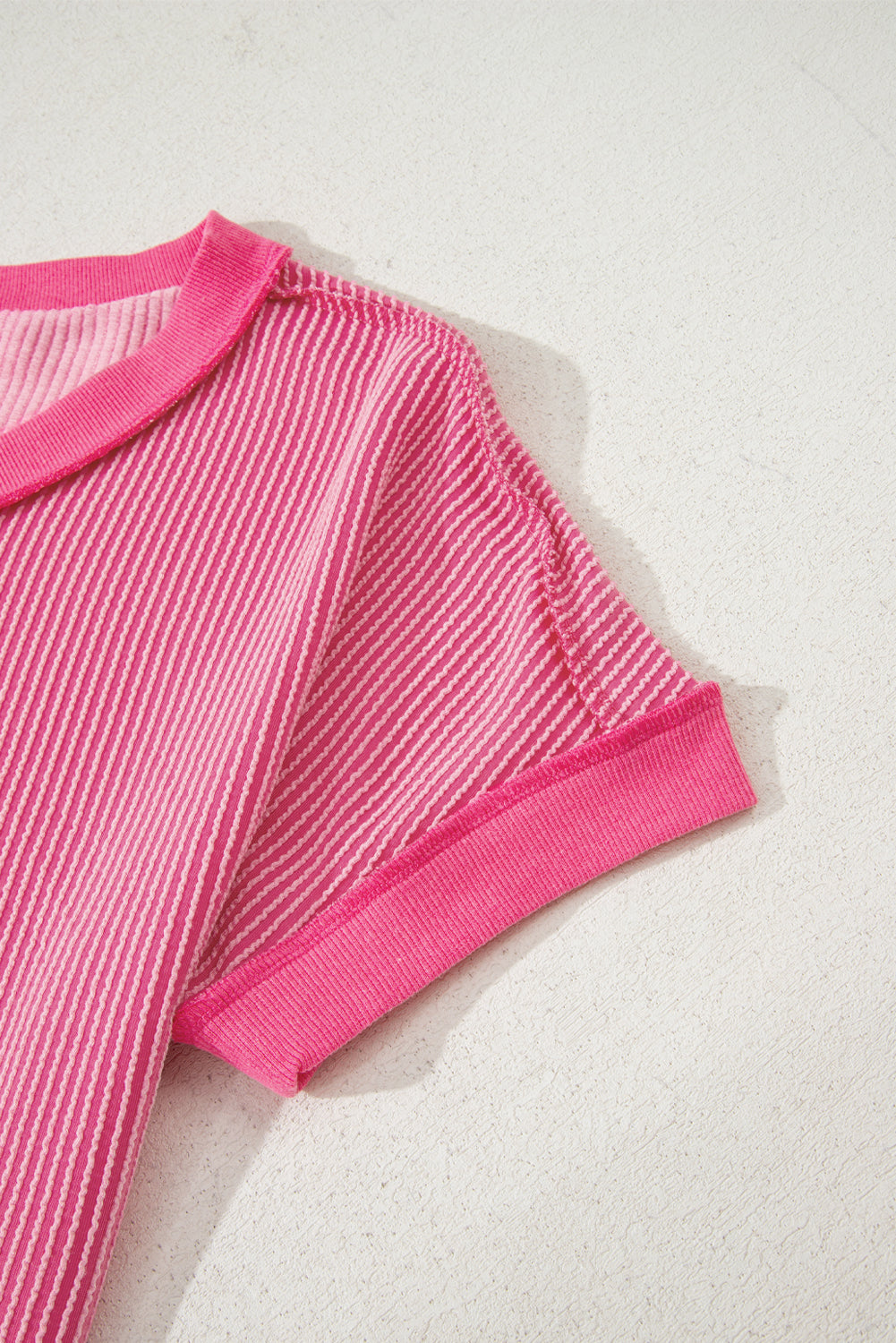 Rose Red Twisted Ribbed Tee