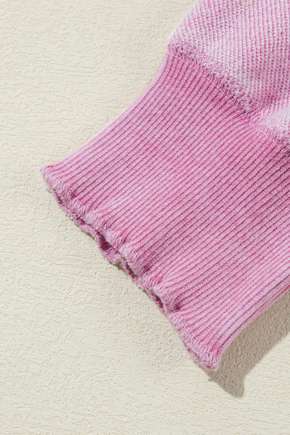 Pink Waffle Knit Patchwork Sweatshirt