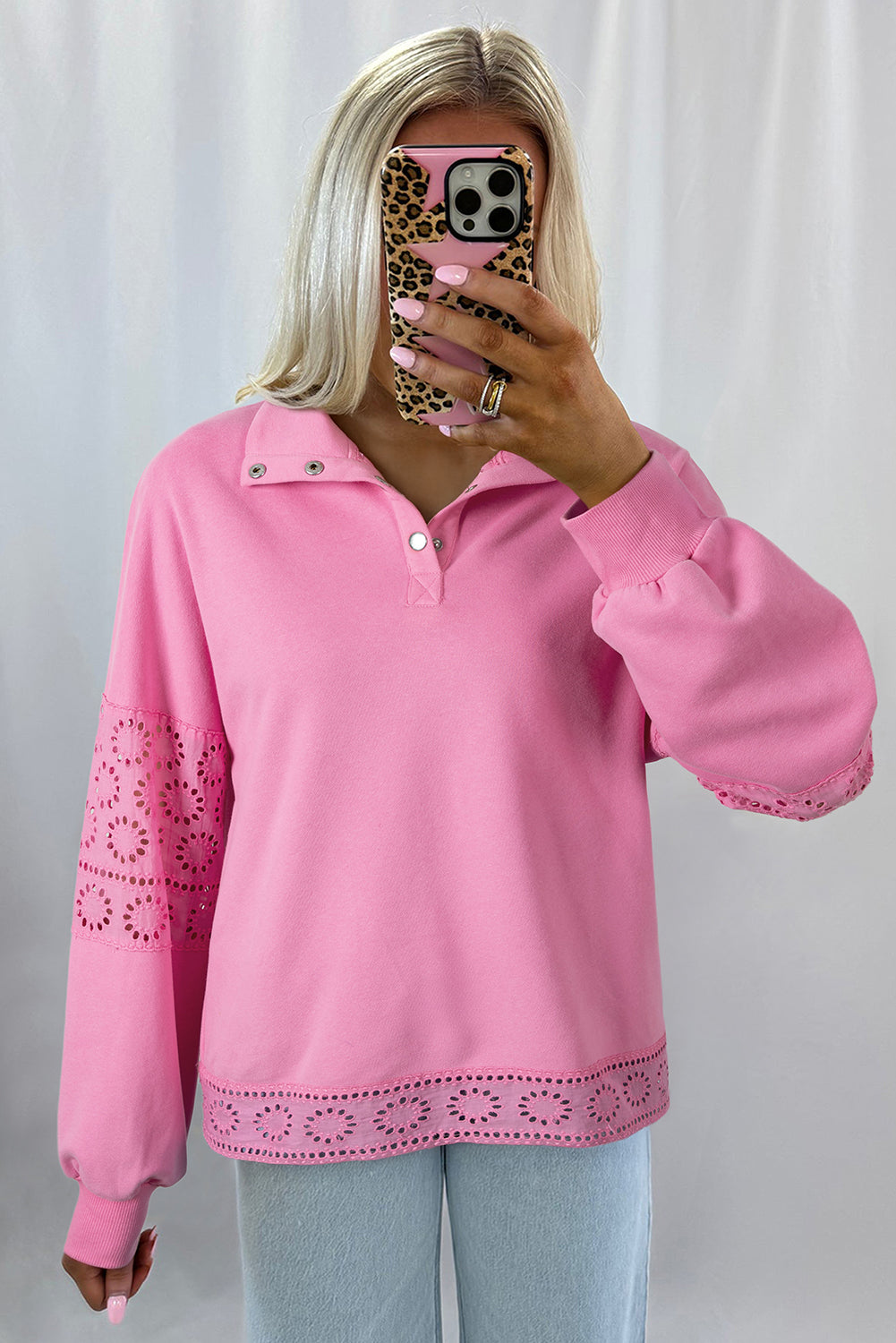 Embroidered Flower Pullover Sweatshirt