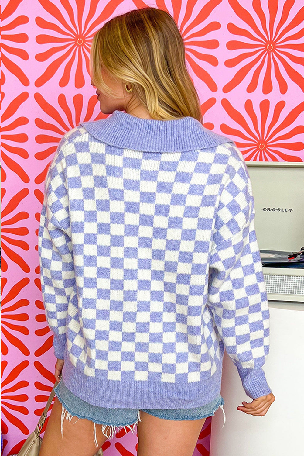 Purple Checkered Sweater
