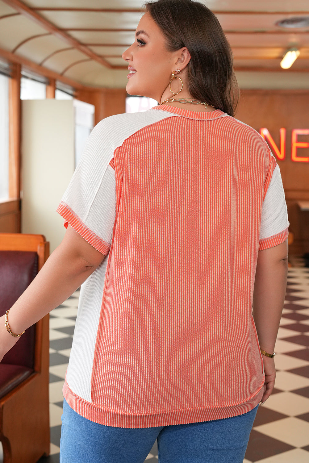 Orange Twist Colorblock Top