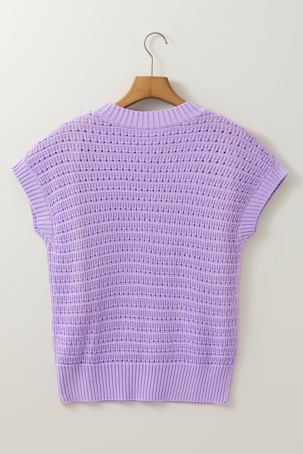 Lavender Ribbed Short Sleeve Sweater
