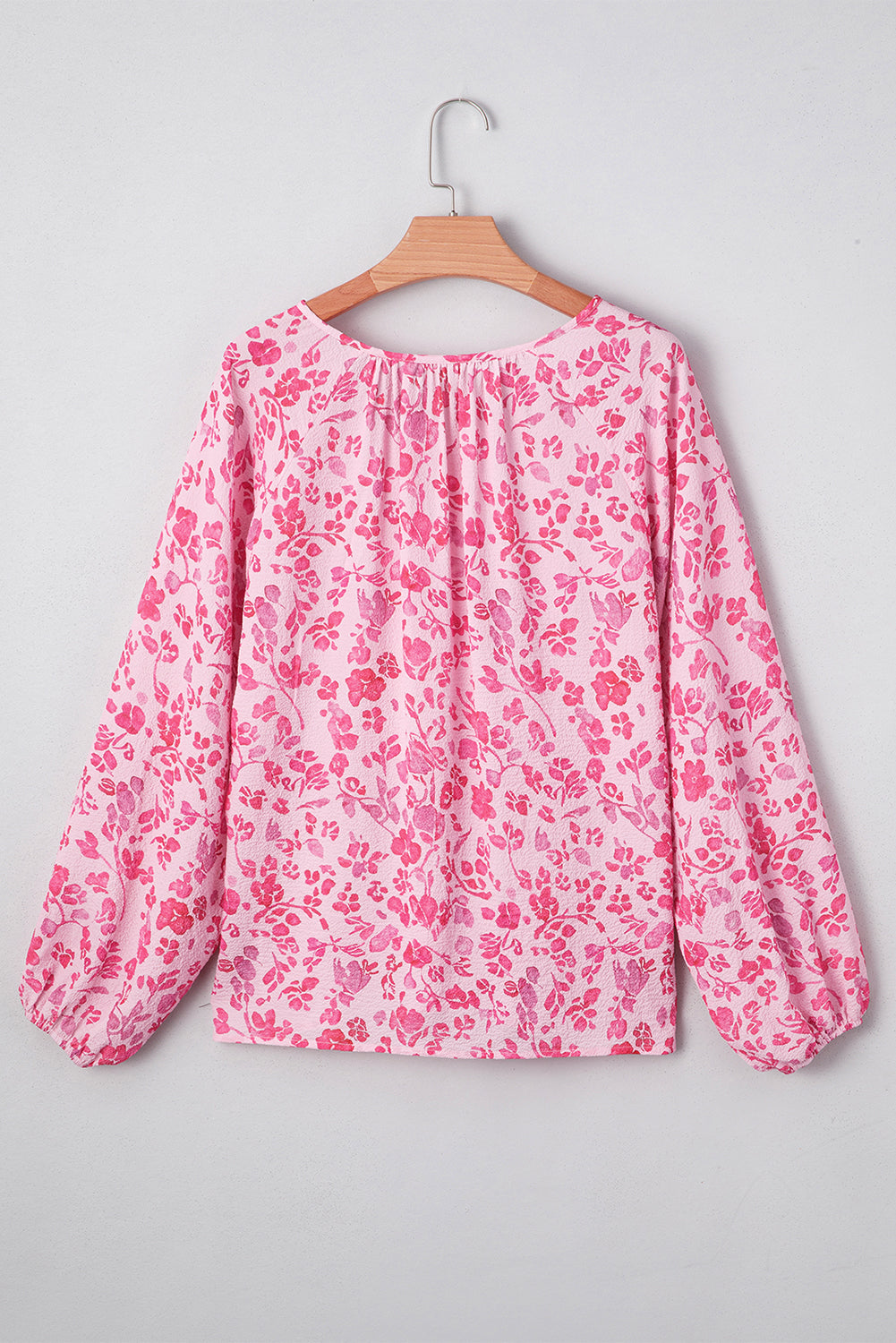 Pink Floral Puff Sleeve Blouse