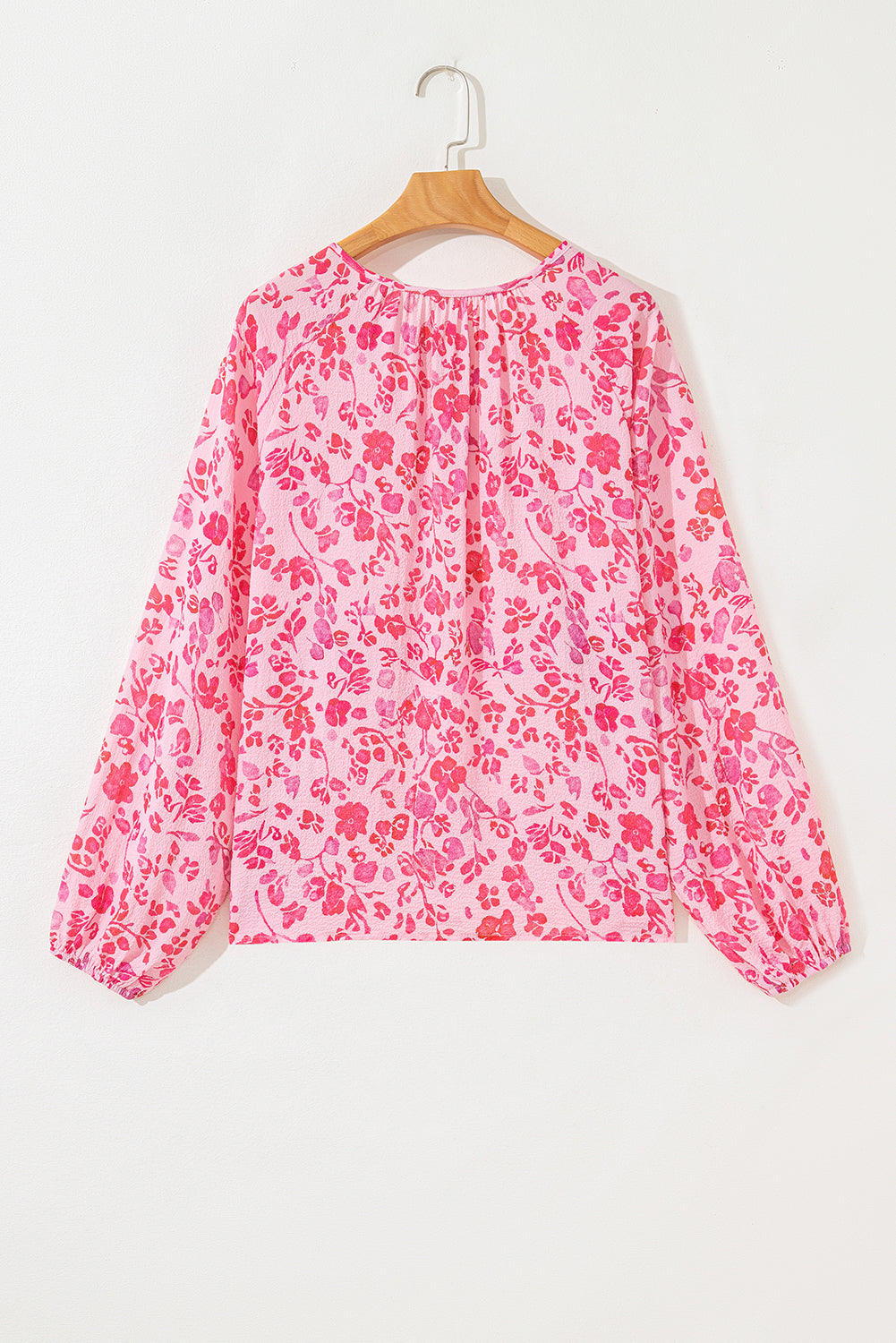 Pink Floral Puff Sleeve Blouse