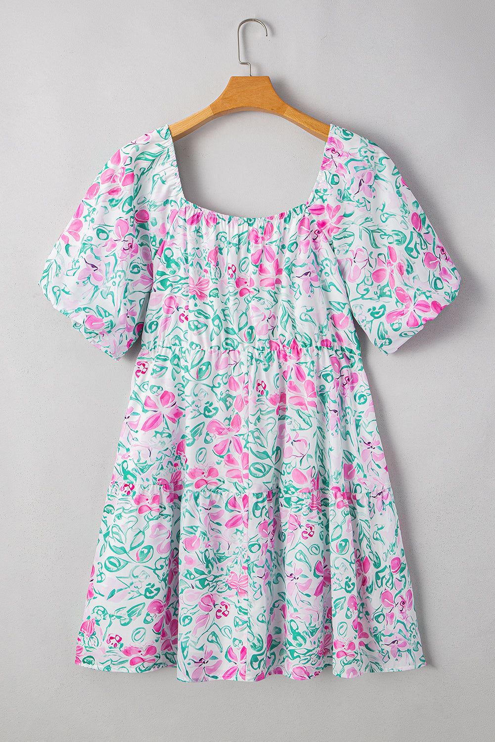 White Floral Print Mini Dress