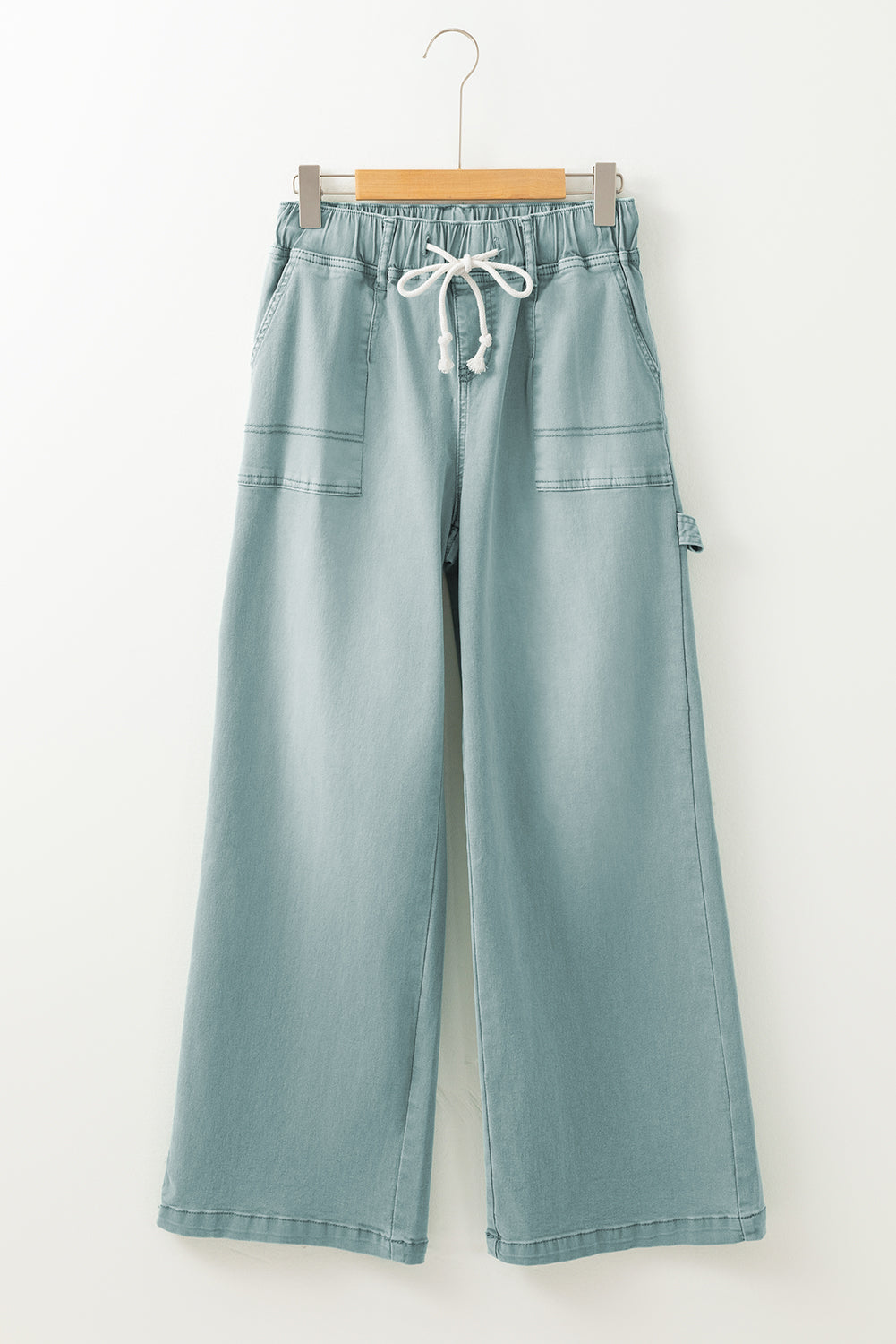 Smoke Green Mineral Wash Wide Leg Jeans
