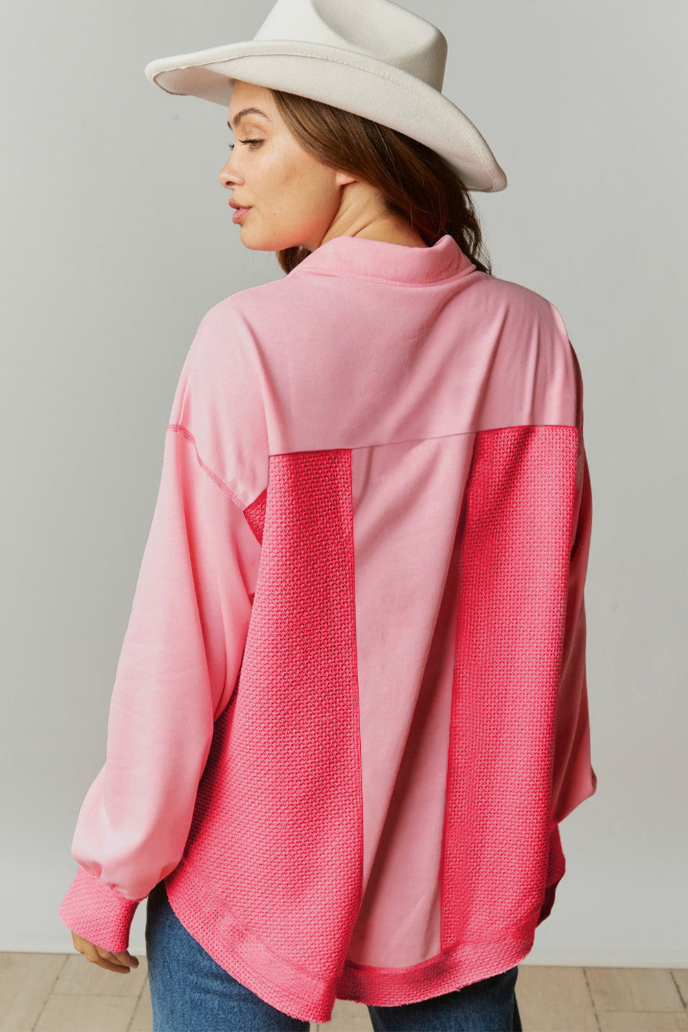 Peach Waffle Knit Shacket