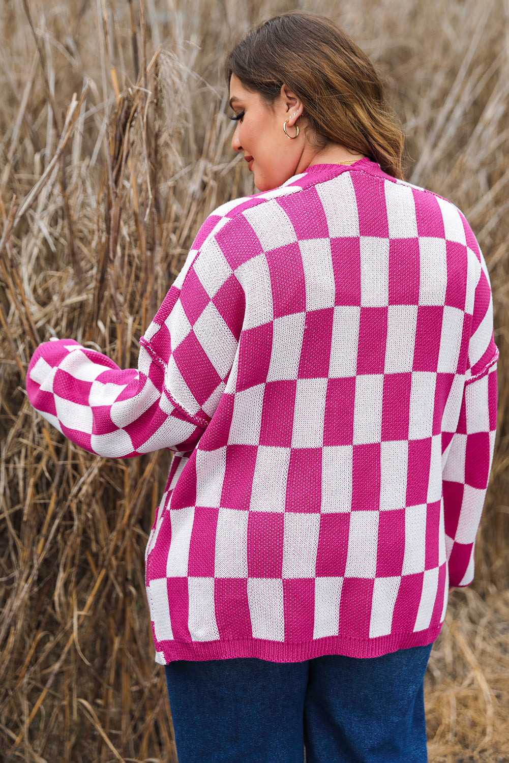 Bonbon Checkered Cardigan