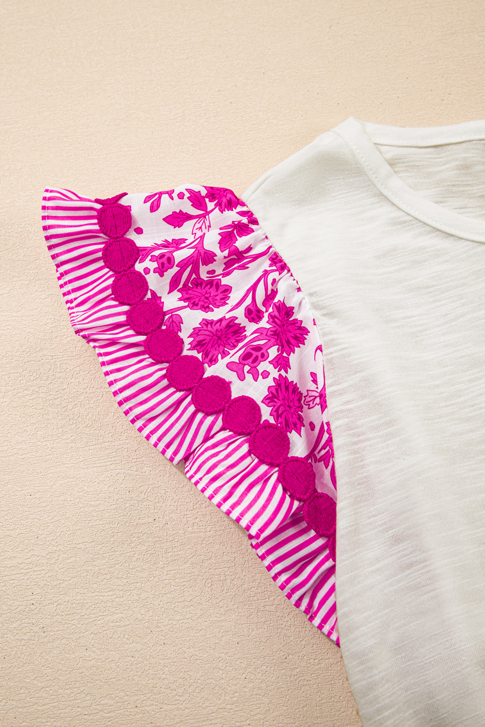 Rose Trim Patchwork Blouse