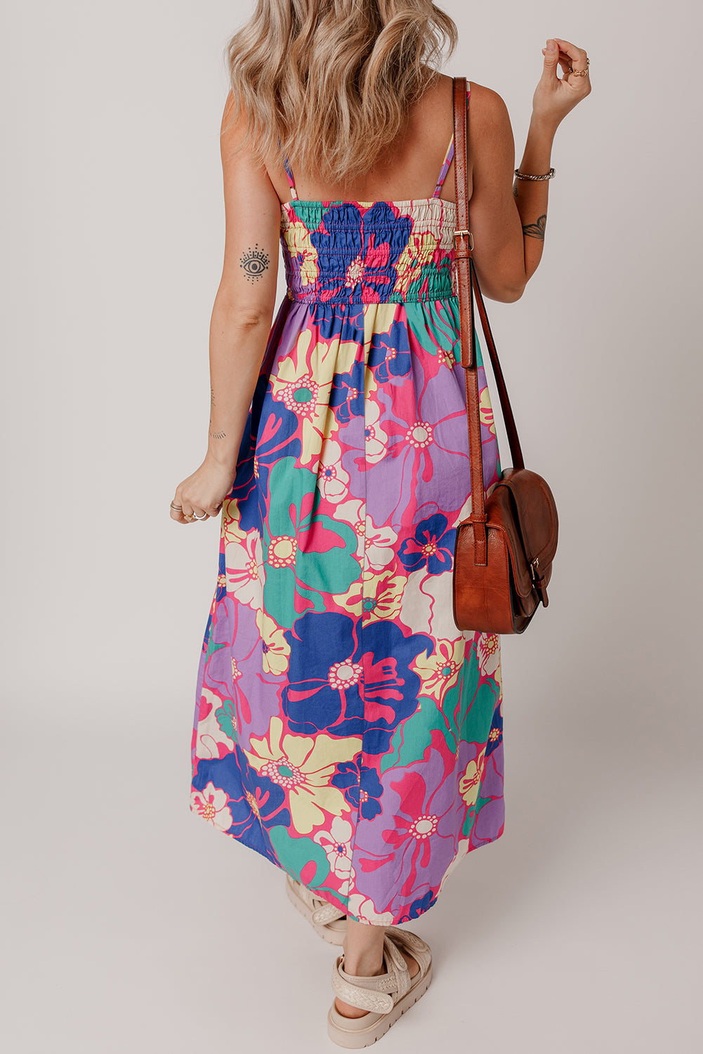 Purple Floral Print Maxi Dress