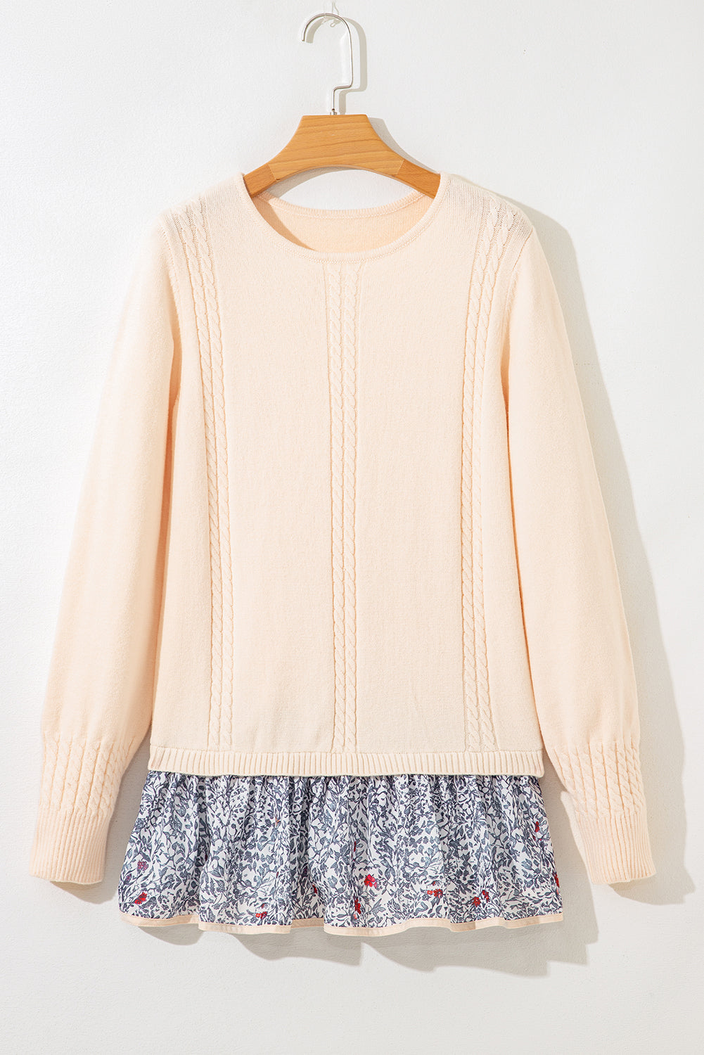 Beige Bohemian Ruffle Sweater