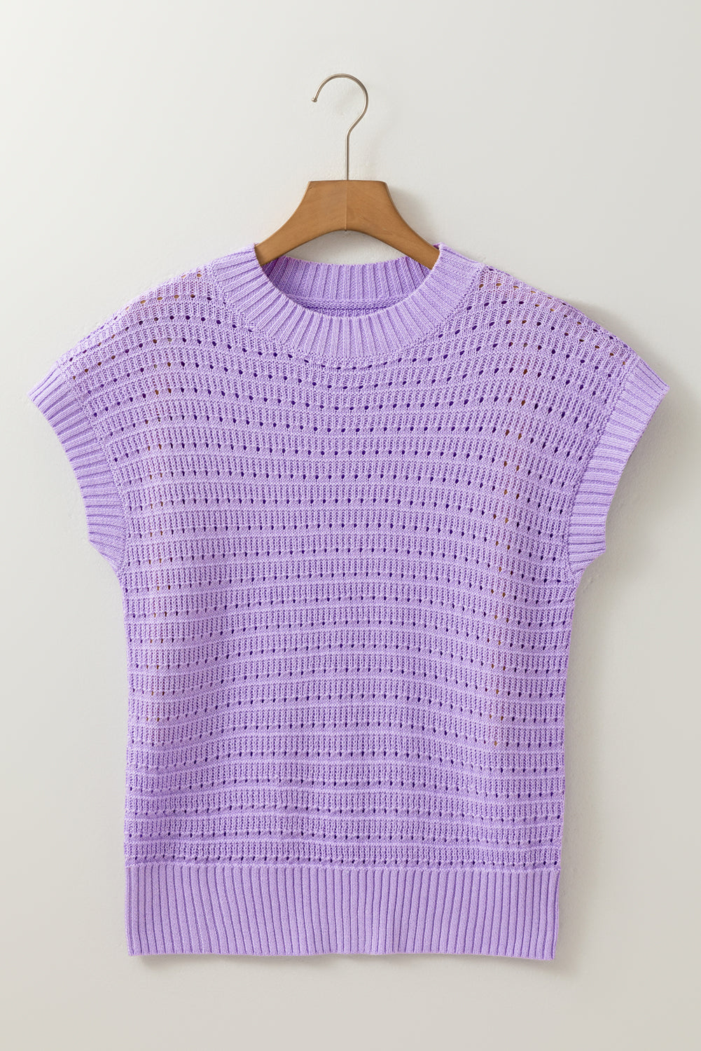 Lavender Ribbed Short Sleeve Sweater