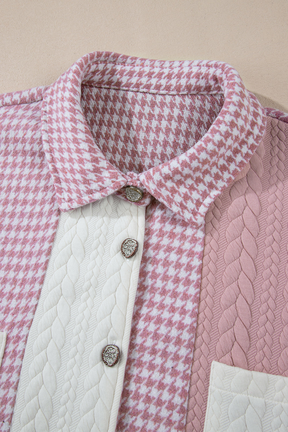 Pink Houndstooth Shacket
