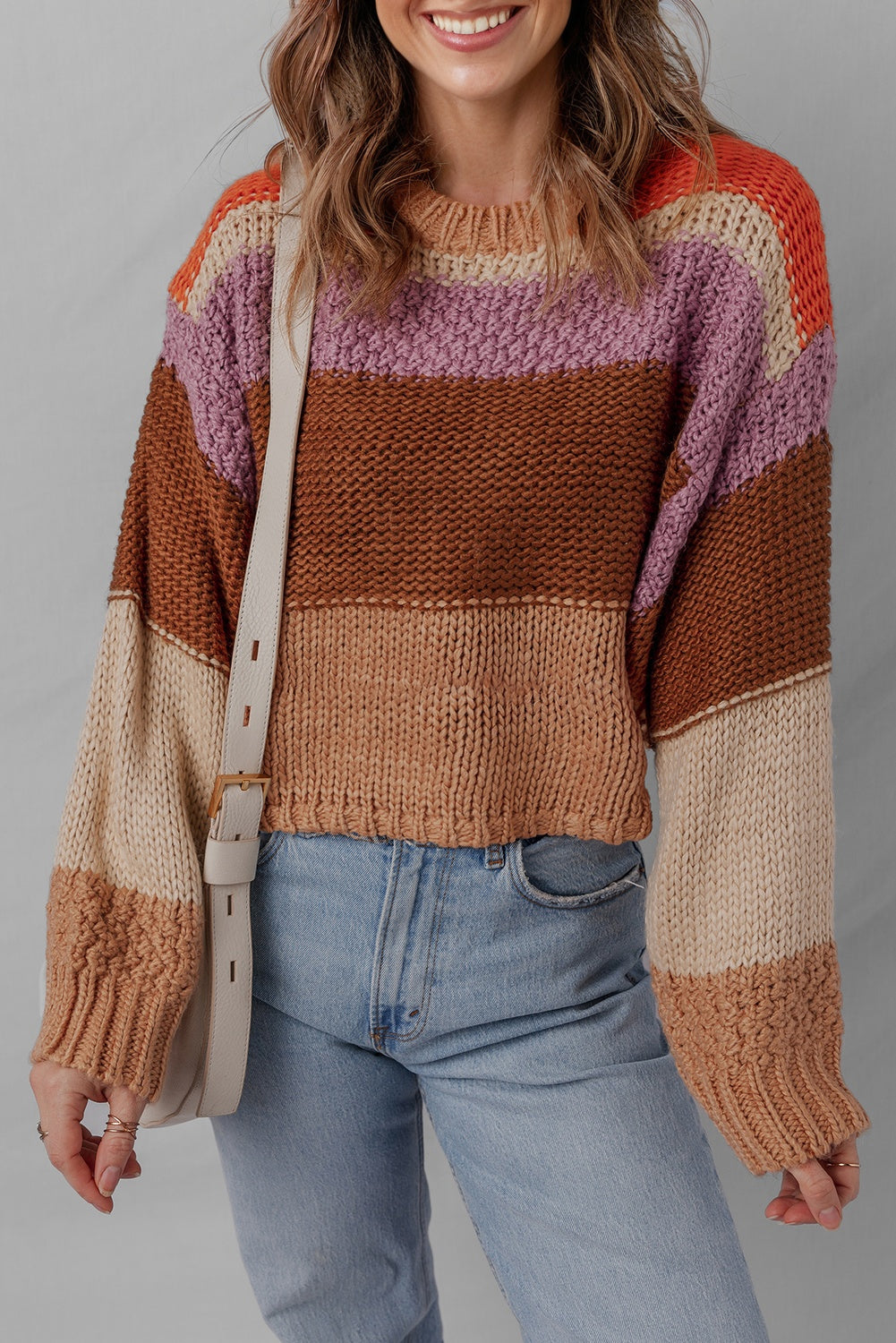 Multicolour Cropped Knitted Sweater