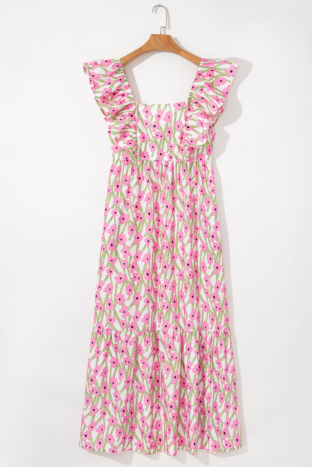 Pink Floral Print Maxi Dress