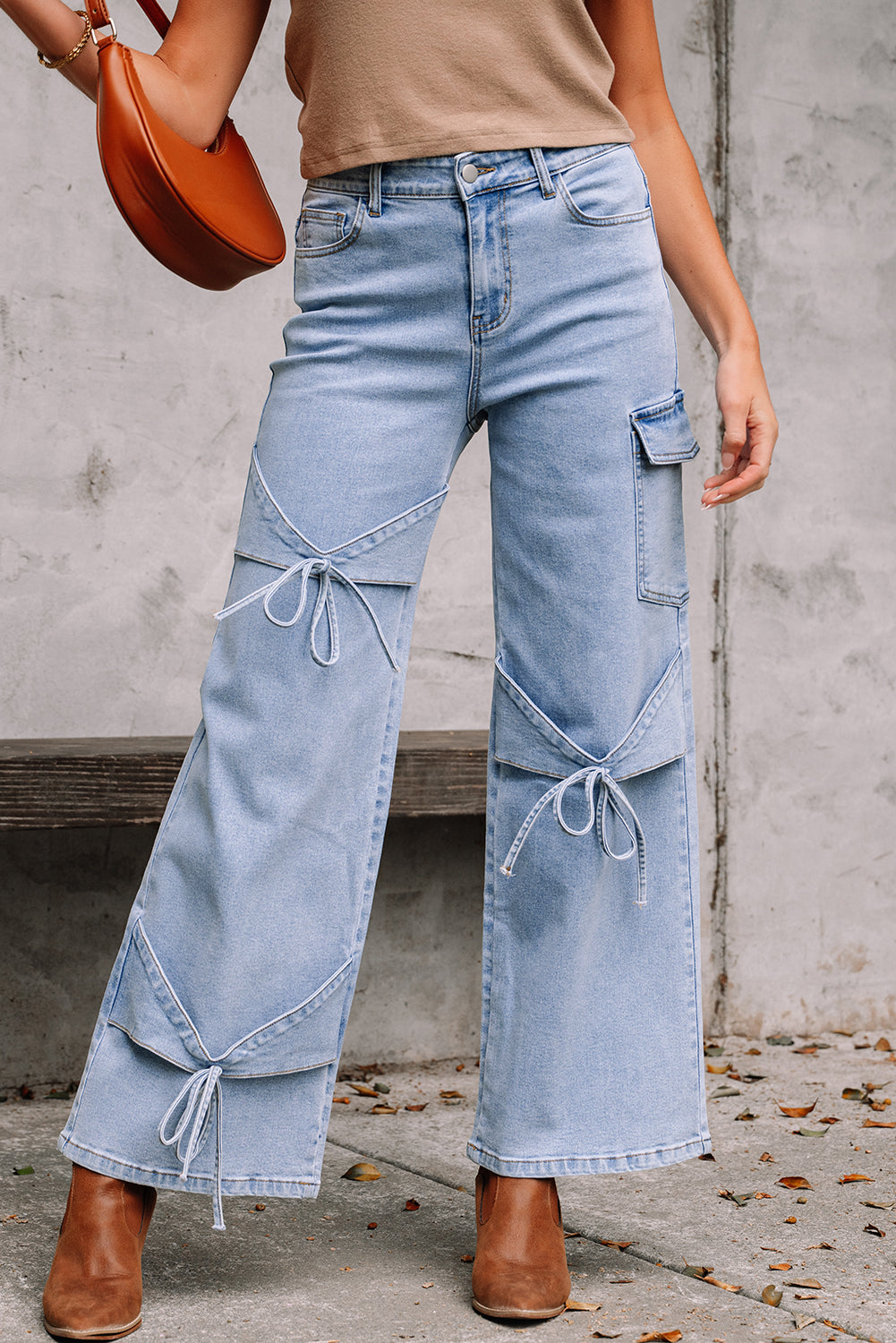 Blue Bowknot Cargo Jeans