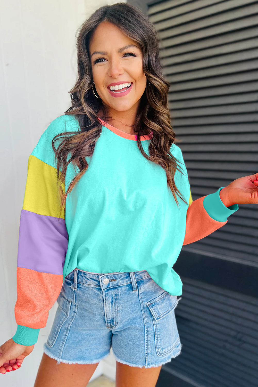 Light Blue Colorblock Top