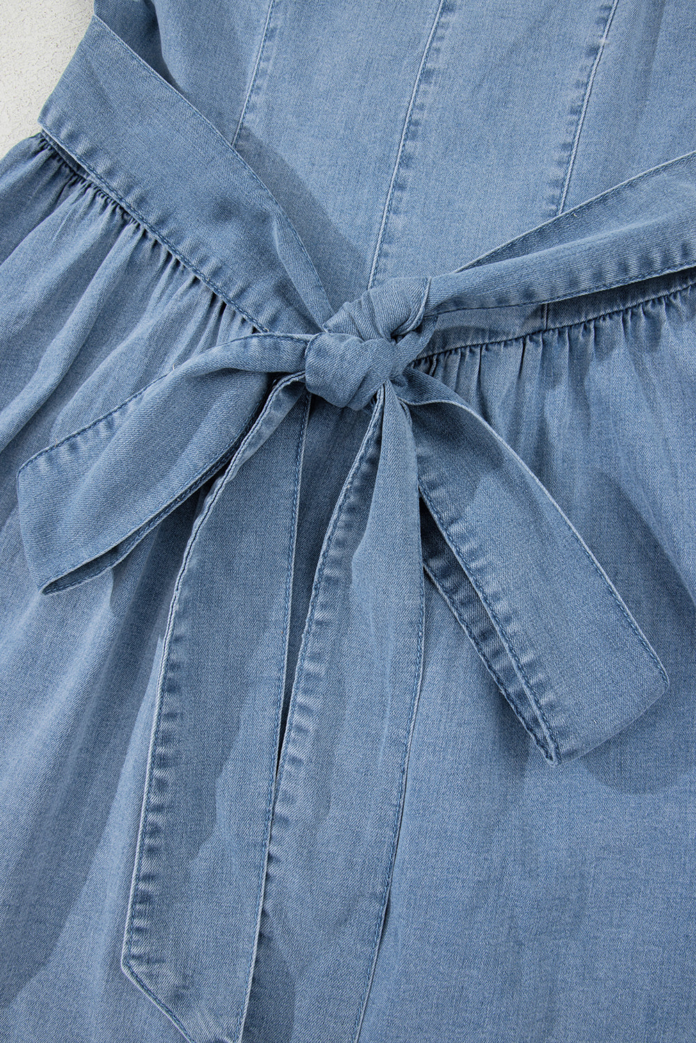 Square Bowknot Denim Dress