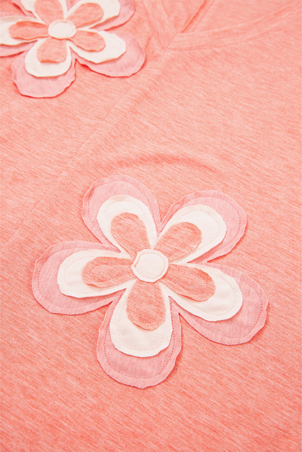 Salmon Floral Patchwork T Shirt