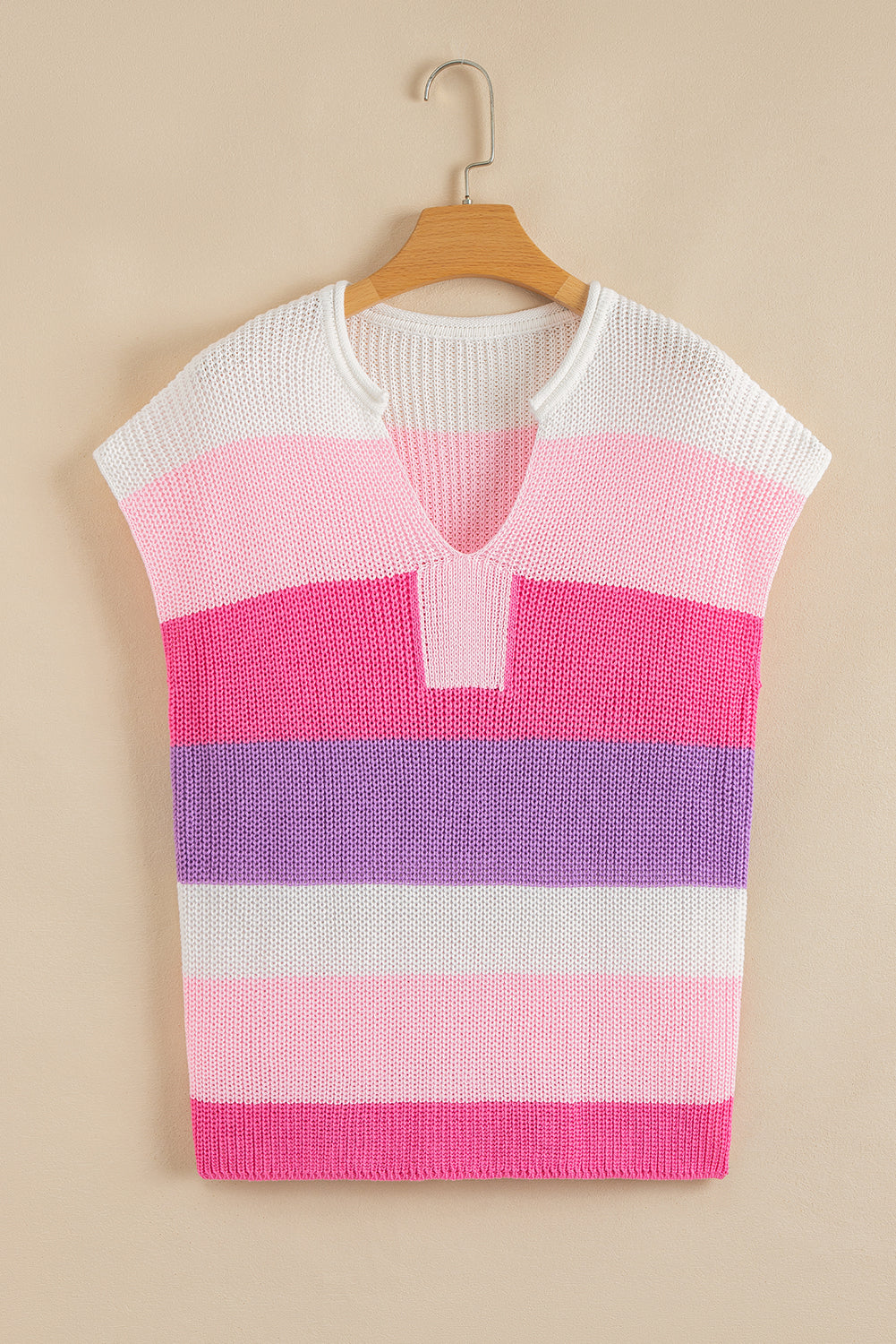 Pink Color Block Sweater Shirt