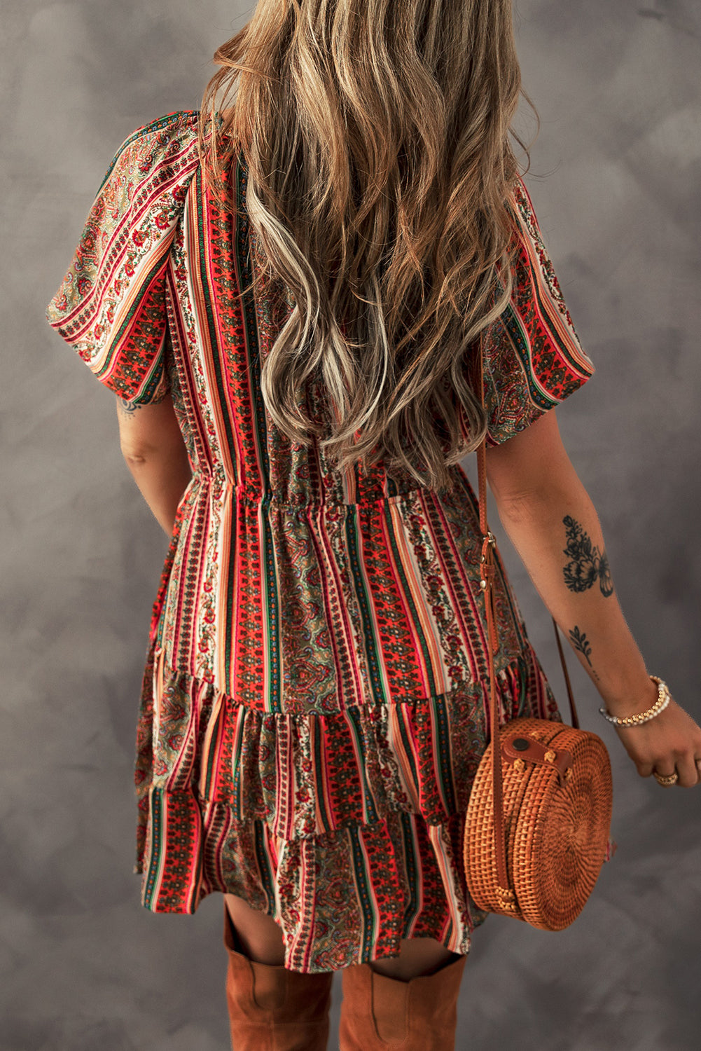 Red Bohemian Tiered Dress