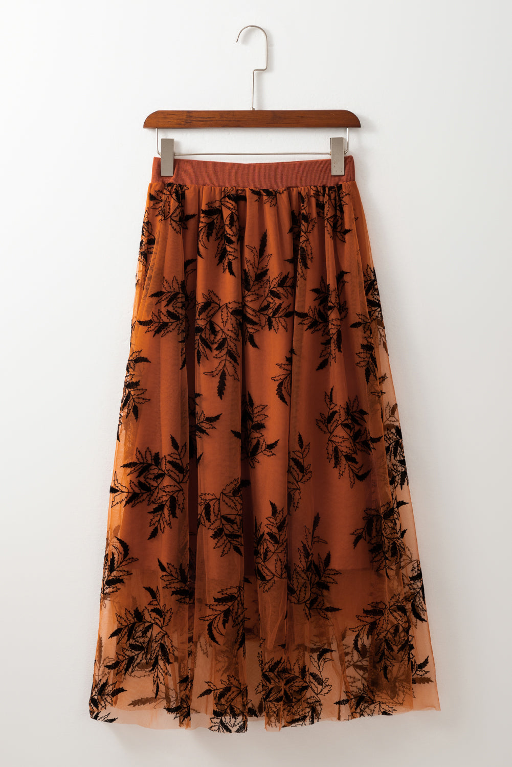 Gold Flame Floral High Waist Maxi Skirt