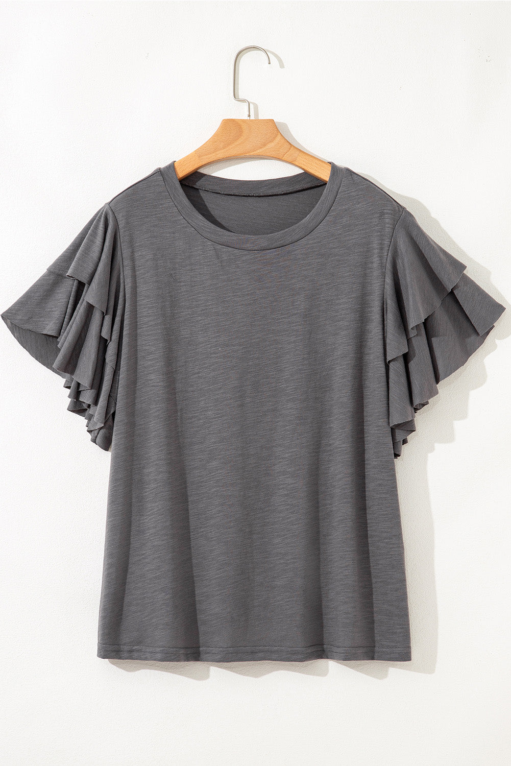 Dark Grey Ruffled Top