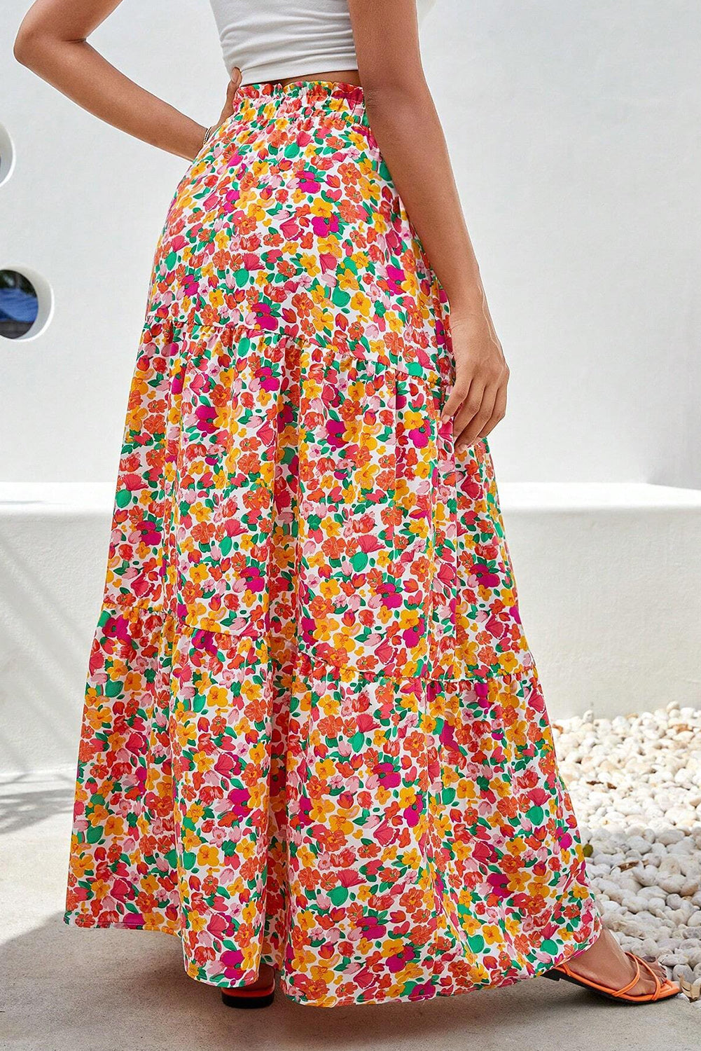 Yellow Boho Floral Long Skirt