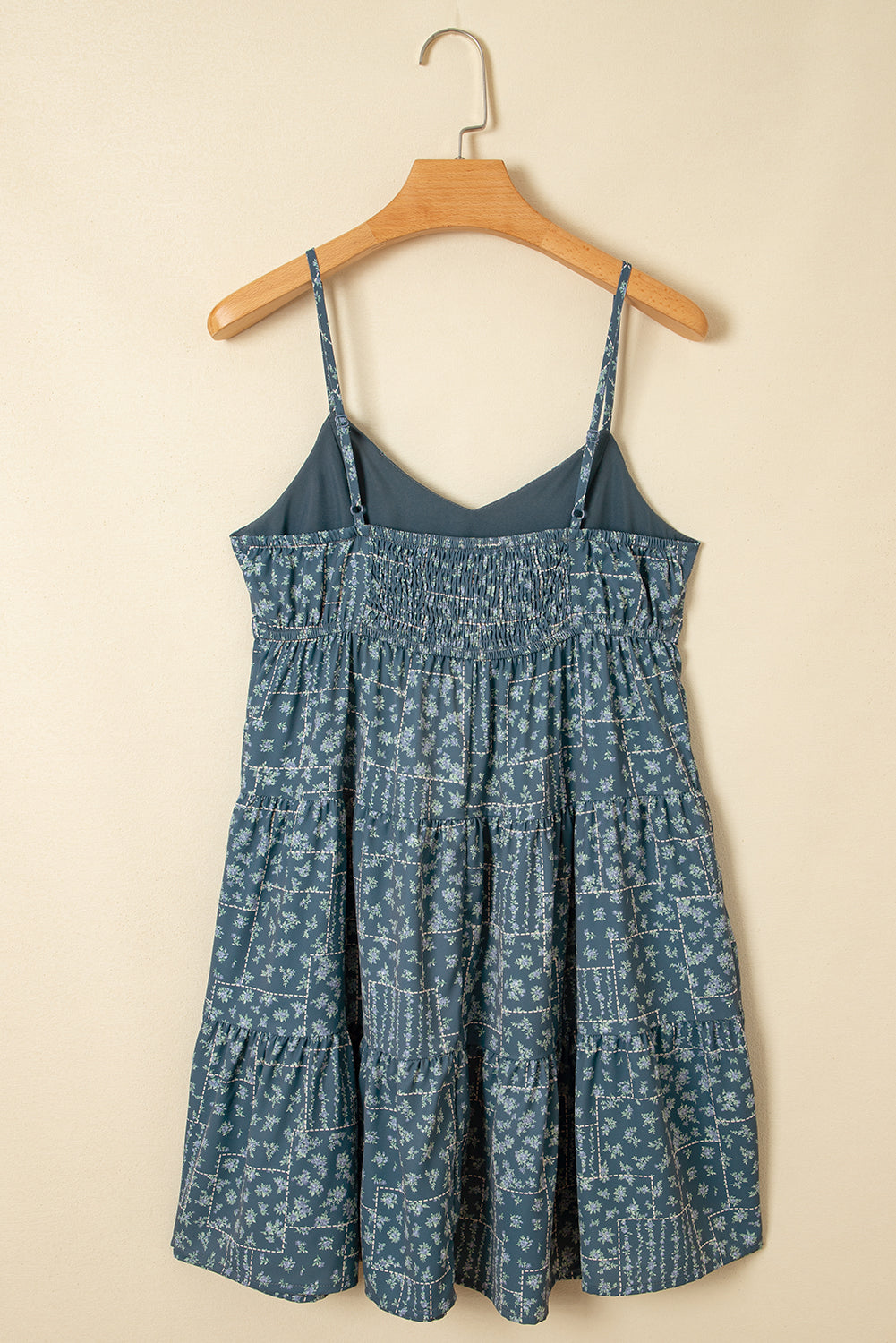 Blue Spaghetti Straps Flared Dress