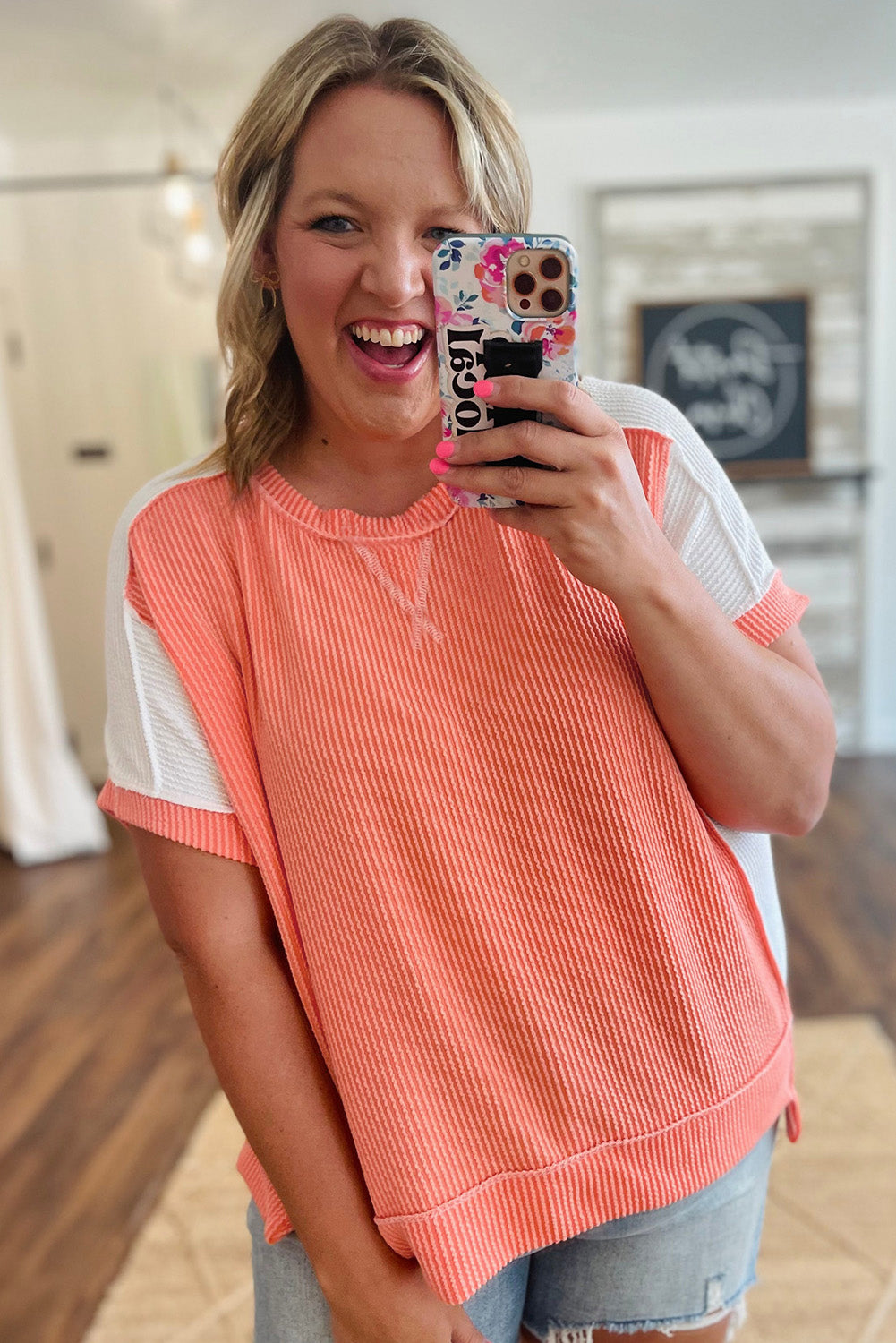 Orange Twist Colorblock Top