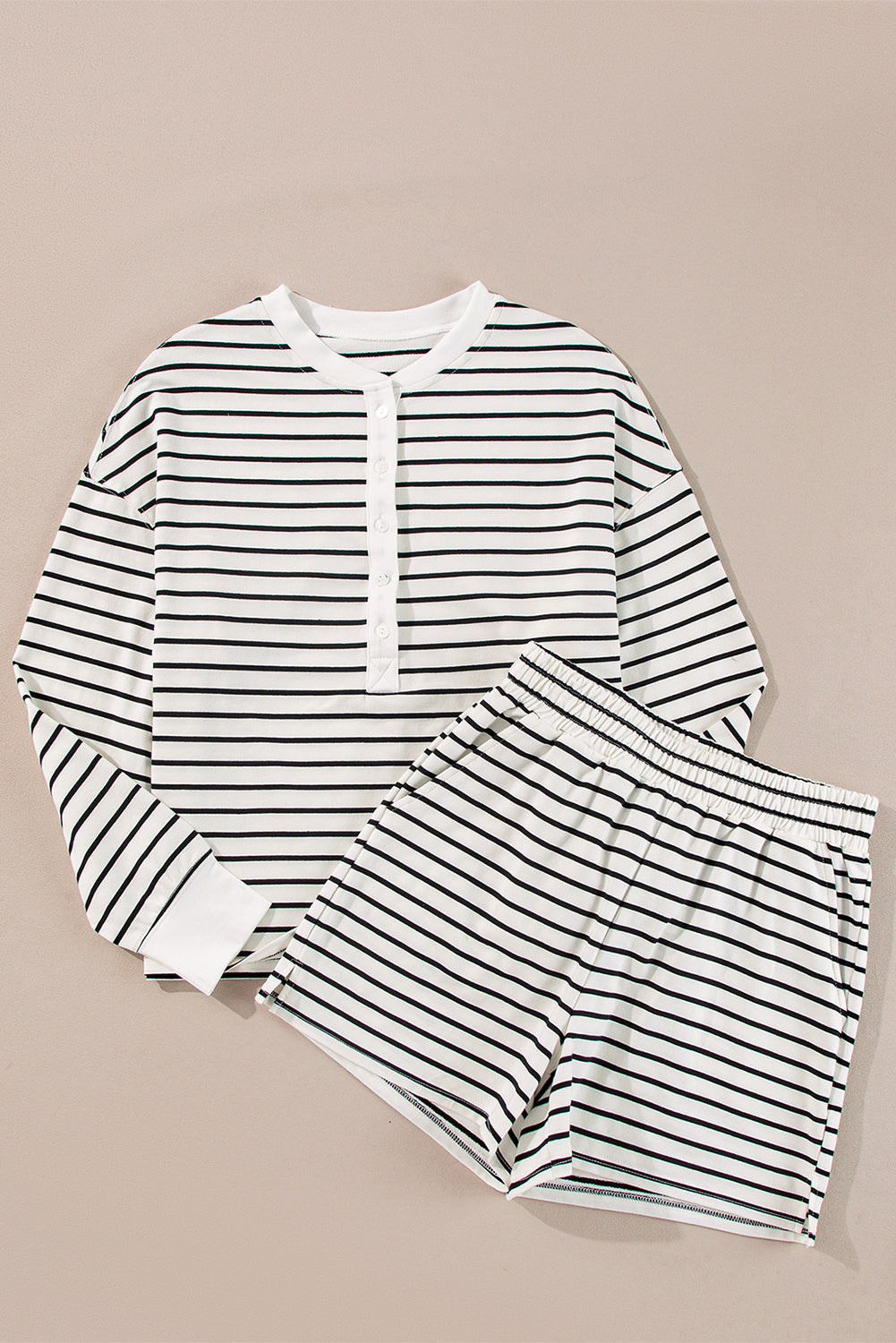 Black & White Stripes Top and Shorts Set