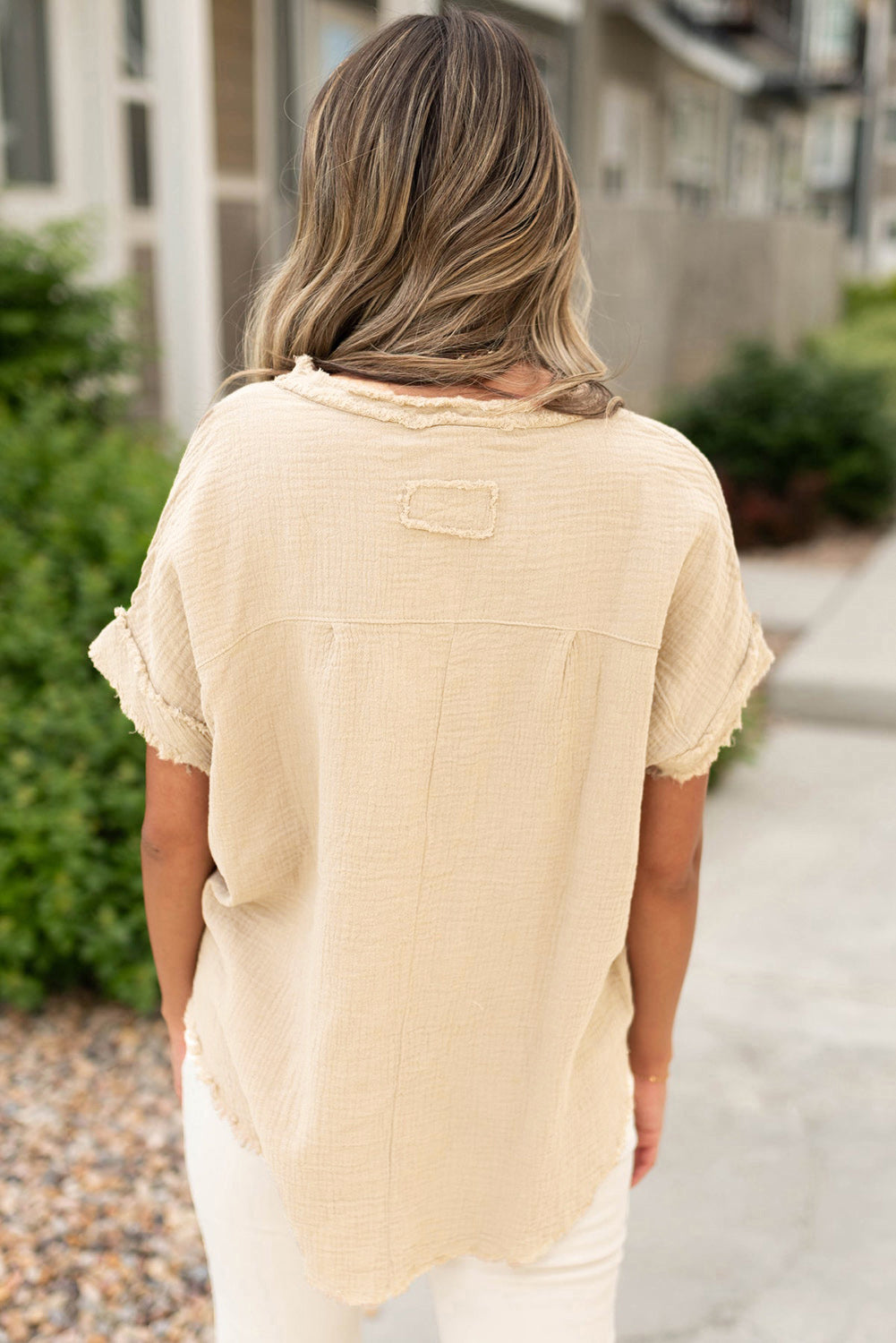 Parchment Textured Frayed Top