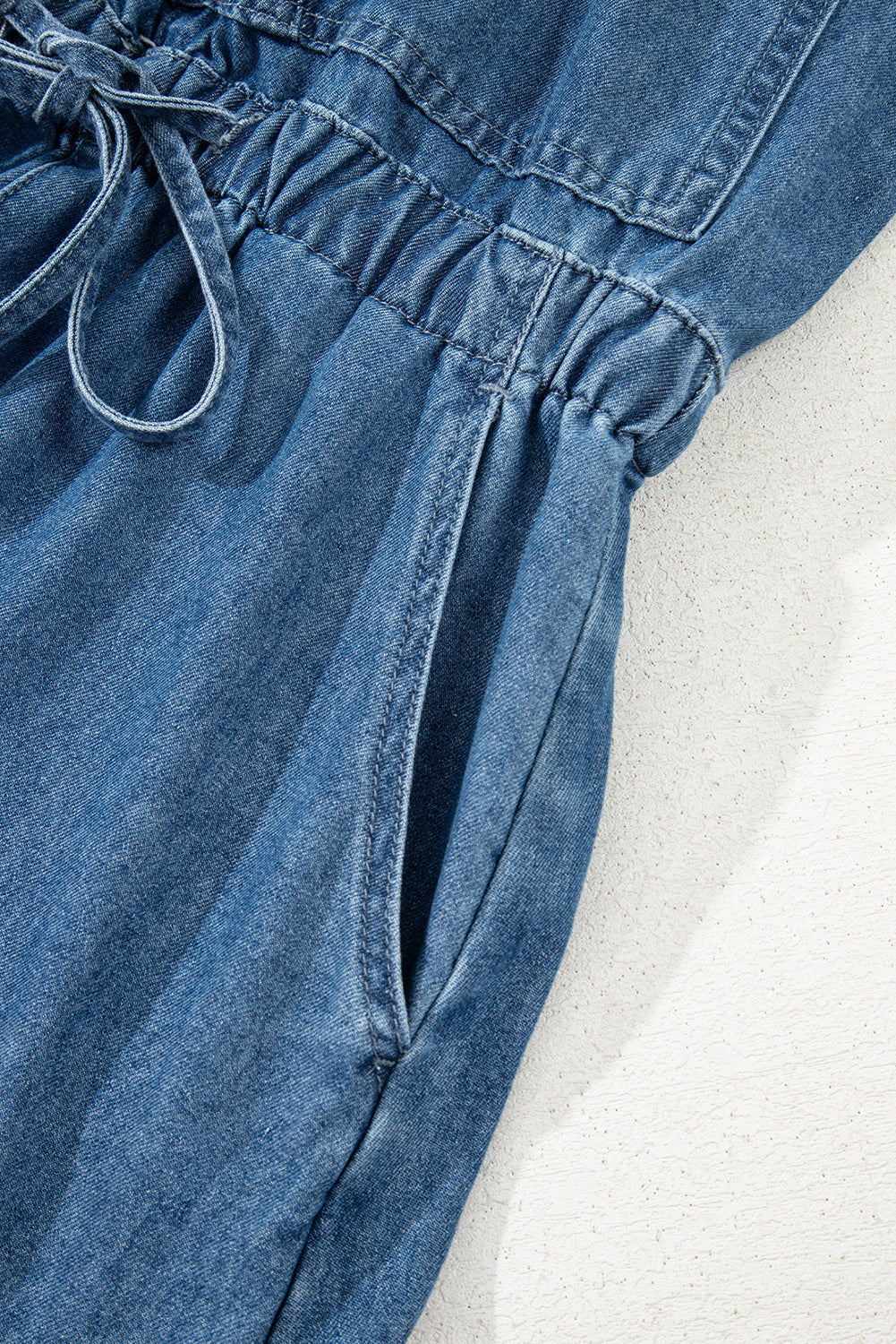 Buckle Straps Denim Romper