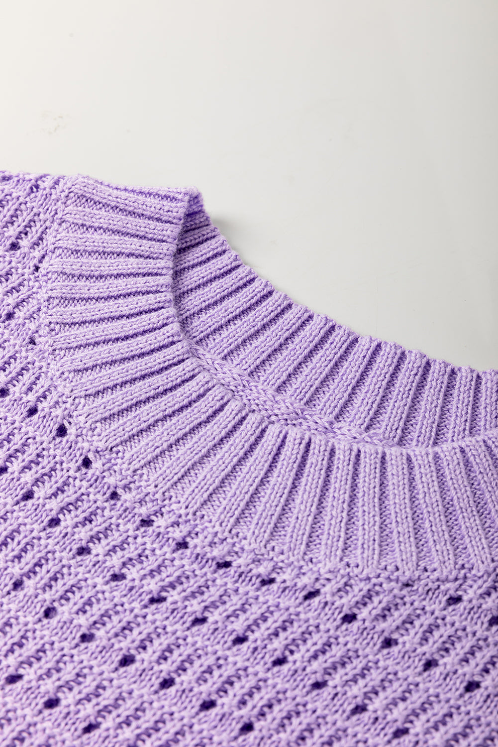 Lavender Ribbed Short Sleeve Sweater