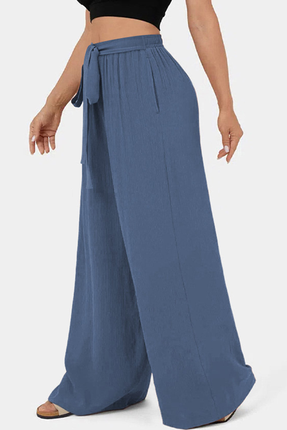 Sail Blue High Waisted Wide Leg Pants